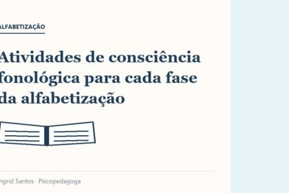 Capa do artigo: Atividades de consciência fonológica para cada fase da alfabetização