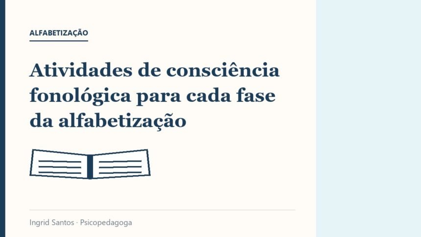 Capa do artigo: Atividades de consciência fonológica para cada fase da alfabetização