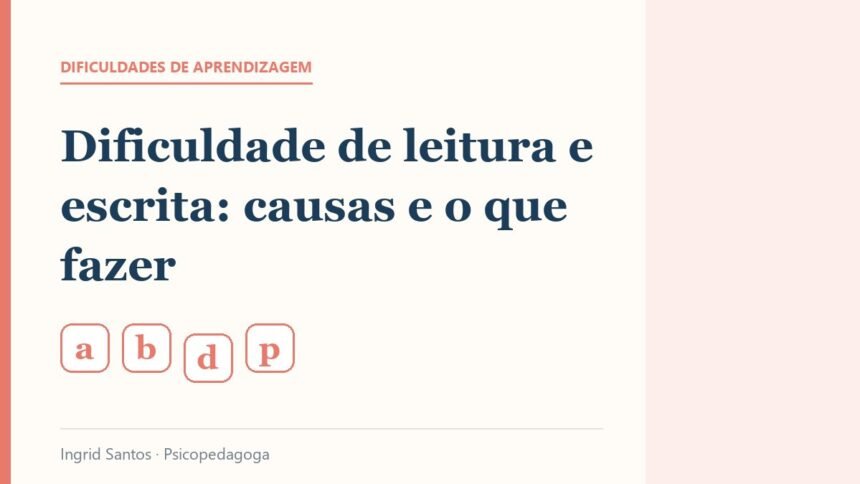 Capa do artigo: Dificuldade de leitura e escrita: causas e o que fazer