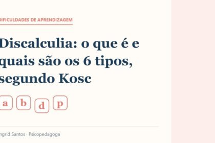 Capa do artigo: Discalculia: o que é e quais são os 6 tipos, segundo Kosc